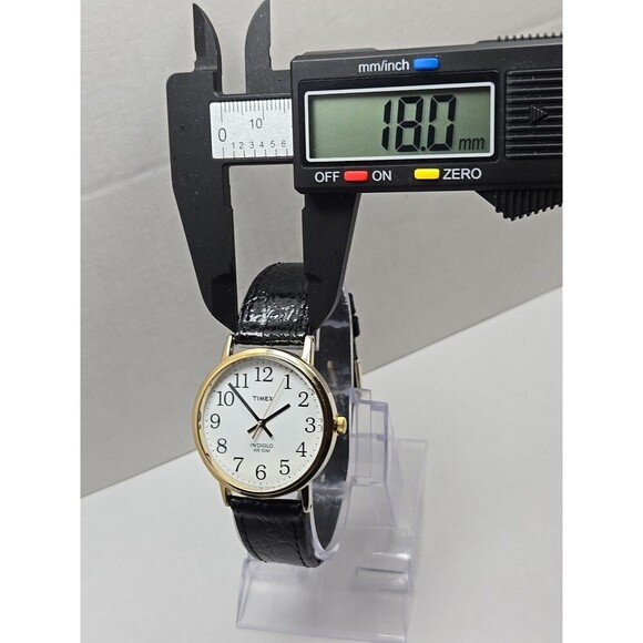 Timex Easy Reader Indiglo Gold Tone 35mm Quartz Watch Black New Battery WR 30M - Picture 6 of 13